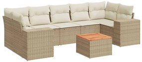 3257689 vidaXL Градински диван с възглавници, 8 части, бежов полиратан