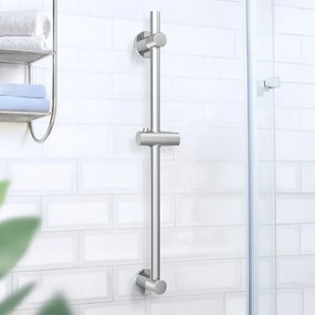 Душ релса без пробиване от неръждаема стомана в блестящо сребрист цвят с подвижен държач 70 cm – Wenko