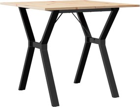 3282717 vidaXL Трапезна маса Y-образна рамка 80x80x75 см бор масив и стомана