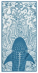 Синя плажна кърпа 90x180 cm Shark - DecoKing