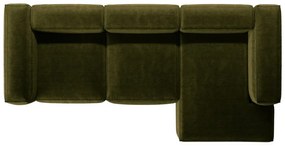 Зелен ъглов диван от рипсено кадифе (десен ъгъл) Bergano – Cosmopolitan Design