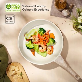 Разопакован: Комплект тенджери и тигани Just Perfecto JL-28, 15 ч, Отливка, Мраморно покритие, Индукция, Аксесоари, Бежов