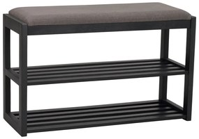 Черна стойка за обувки от масивен дъб за сядане Confetti – Rowico