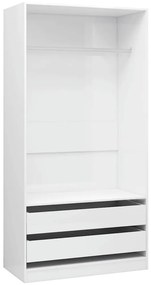 800609 vidaXL Гардероб, бяло със силен гланц, 100x50x200 см, ПДЧ