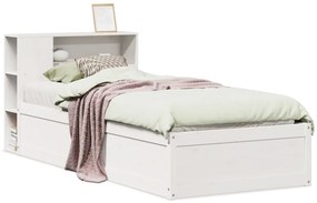 3323435 vidaXL Рамка за легло без матрак, бял, 90x200 см, бор масив