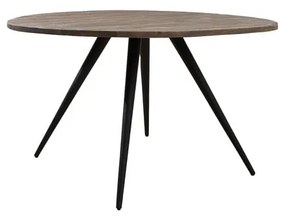 Кръгла маса за хранене в черно и тъмнокафяво с плот от акация ø 120 cm Turi - Light &amp; Living