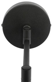 Стенна лампа черна с черен абажур и регулируема ръка - Ladas Deluxe