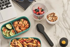 Кутия за храна Lekue On The Go 1010236, 500 мл, Херметично затваряне, Отделение за прибори, Клапан за микровълнова, Тюркоаз