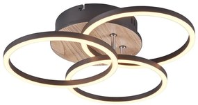 Черно-кафява LED светлина за таван 43x43 cm Circle - Trio
