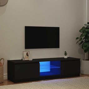 804293 vidaXL ТВ шкаф с LED осветление, черен, 140x40x36 см