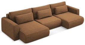 Теракотен разтегателен ъглов диван с място за съхранение (U форма) Kapua – Makamii