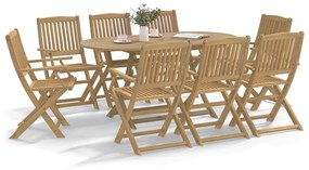 3214231 vidaXL Сгъваеми градински столове 8 бр 54x61x88 см акация масив