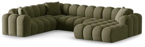 Зелен шенилов ъглов диван (ляв ъгъл/U форма) Treno – Cosmopolitan Design