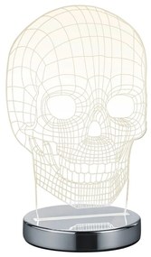 LED настолна лампа в лъскаво-сребрист цвят (височина 21 см) Skull - Trio