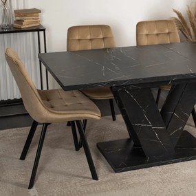 Сгъваема маса за хранене CLARK - черен мрамор, 120-160 cm