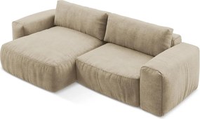 Светлокафяв шенилов сгъваем ъглов диван (ляв ъгъл) Kuki – Makamii