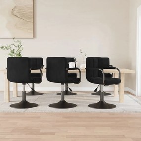 3087927 vidaXL Въртящи се трапезни столове, 6 бр, черни, кадифе