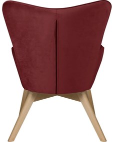 Червен кадифен фотьойл с табуретка Niko – Ropez