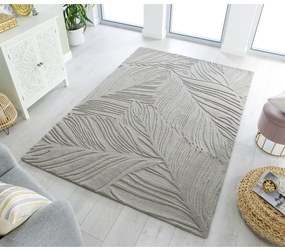 Сив вълнен килим , 160 x 230 cm Lino Leaf - Flair Rugs