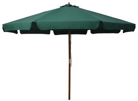 Sonata Градински чадър с дървен прът, 330 см, зелен