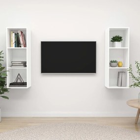 3079853 vidaXL ТВ шкафове за стенен монтаж, 2 бр, бели, инженерно дърво