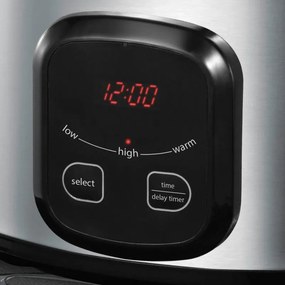 Уред за бавно готвене Russell Hobbs MaxiCook 22750-56, 200 W, 6 l,  3 температурни настройки, Таймер, Подвижна тенджера, Сребрист/черен