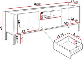 ТВ шкаф Como 2D1SZ-Естествено дърво-Черен
