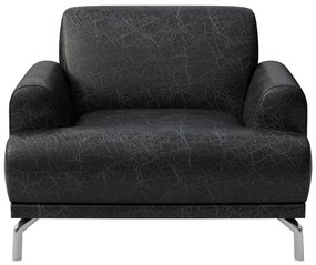 Кресло от черна кожа Puzo - MESONICA