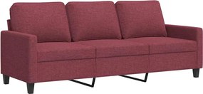 359177 vidaXL 3-местен диван, Виненочервен, 180 см, плат