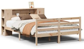 3322207 vidaXL Легло с етажерка за книги, без матрак, 160x200 см, бор масив