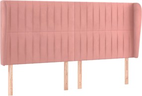 3118265 vidaXL Горна табла за легло с уши, розова, 203x23x118/128 см кадифе