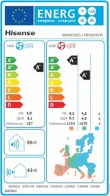 Инверторен климатик Hisense WINGS PRO KB50XS1E, 18000 BTU, 28 м2, A++, Wi-Fi, Гласово управление, Витамин филтър 4в1, Бял