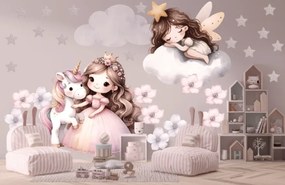 Стикер за стена за детска стая, детска стая и ясла - принцеса и еднорог Šírka: 100 cm | Dĺžka: 200 cm