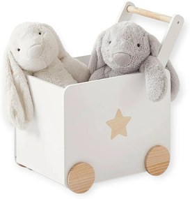 GINGER HOME Дървена кутия за играчки с колелца БЯЛА
