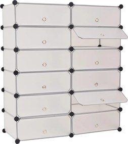 244921 vidaXL Сглобяем органайзер за обувки, 12 отделения, бял