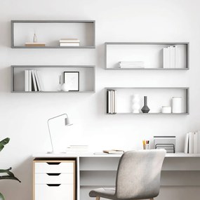 807119 vidaXL Стенни рафтове 4 бр бетонно сиви 80x15x26,5 см инженерно дърво