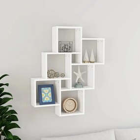 807169 vidaXL Стенен кубичен рафт, бял, 78x15x93 см, инженерно дърво