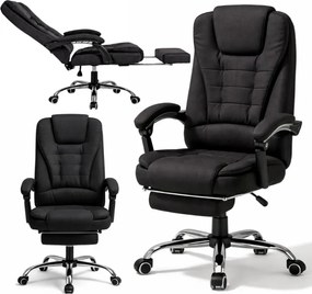 Офис стол BOSS с подложка за крака - черна тъкан