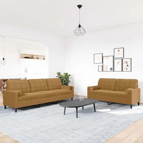 3278498 vidaXL Мека мебел от 2 части с възглавници и болстери кафяв кадифе