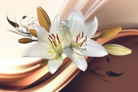 Тапет – Деликатна лилия на абстрактен фон
