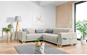 Бежов разтегателен/с място за съхранение ъглов диван (ляв ъгъл/L форма) Classy Sophie – Miuform