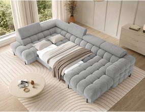 Сив разтегателен ъглов диван от букле (ляв ъгъл U форма) Feraria – ELTAP