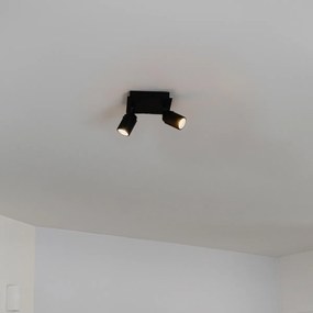 Модерен баня прожектор черен квадратен 2-светлина IP44 - Ducha