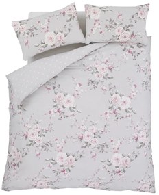 Сиво спално бельо Роза, 135 x 200 cm Canterbury - Catherine Lansfield