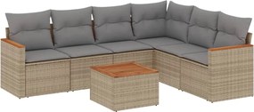 3226010 vidaXL Градински диван с възглавници 7 части бежов микс полиратан
