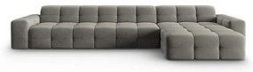 Ъглов диван от сиво кадифе (десен ъгъл) Kendal - Micadoni Home