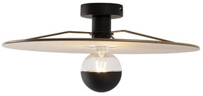 Таванна лампа черна с плосък абажур таупе 45 см - Combi