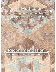 Светлосиня и бежова двустранна ръчно изработена вълнена пътека 60x190 cm Kamal Dune – Nouristan