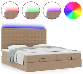 3314507 vidaXL Османска легло с матраци&LED капучино 180x200см изкуствена кожа