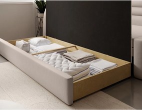 Бежов кадифен разтегателен диван с място за съхранение ляв ъгъл 223 cm Fabillo – ELTAP